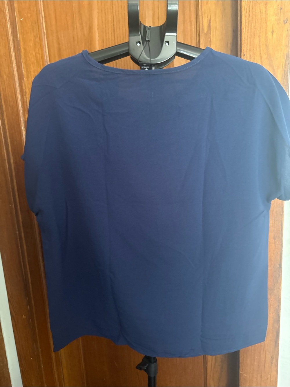 Navy Tee & Blue/White Brushstroke Print Wide-Leg Pants Set - Picture 13 of 13